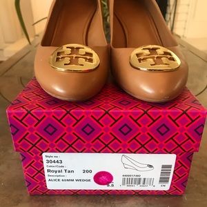 Tory Burch “Alice” Royal Tan Wedges